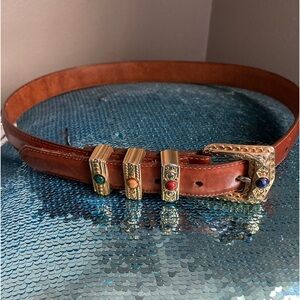 Beautiful 4 stone leather Brighton belt m EUC